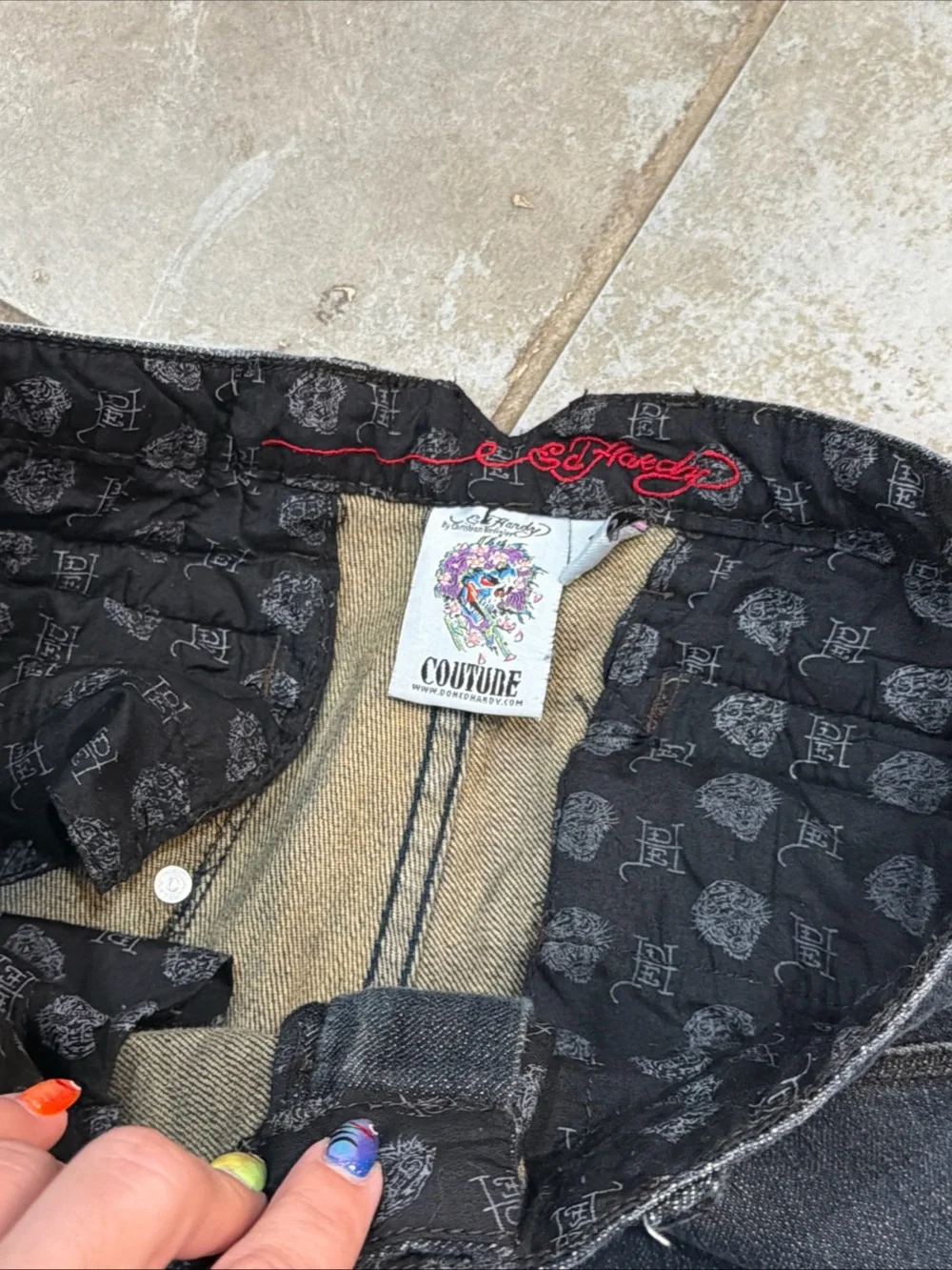 Don Ed Hardy Designs Y2K Buckle Skinny Jeans Size 28 Dark Blue